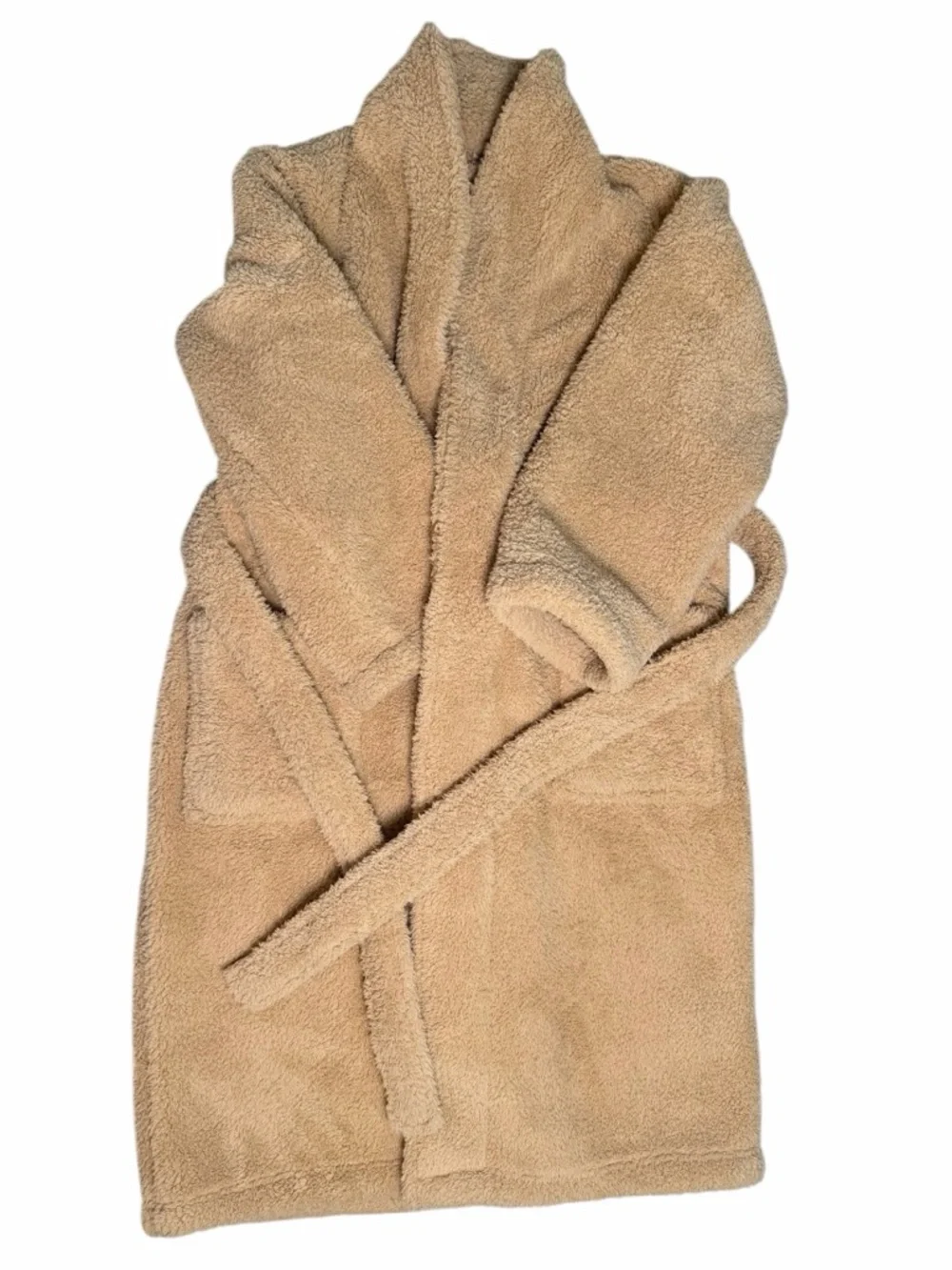 Pottery Barn Plush Cozy Comfort Robe in Beige/Camel- S